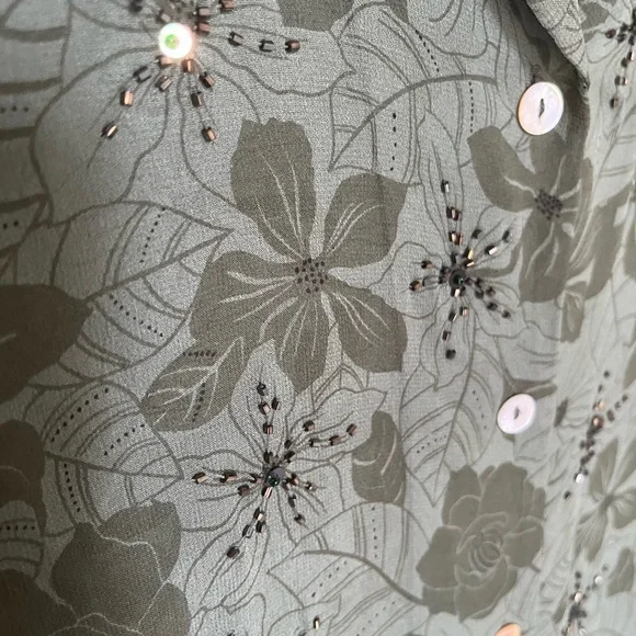 Robbie Bee Dark Green Floral Long Sleeve Dress - Picture 3 of 4